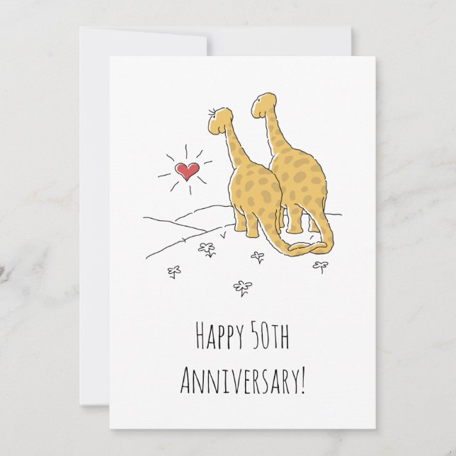 Glückliche 50. Hochzeitstag Niedliche Dinosaurier- (Vorderseite)