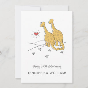 Glückliche 50. Hochzeitstag Niedliche Dinosaurier- Karte