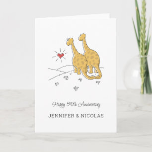 Glückliche 50. Hochzeitstag Niedliche Dinosaurier- Karte