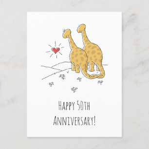 Glückliche 50. Hochzeitstag Niedliche Dinosaurier- Postkarte