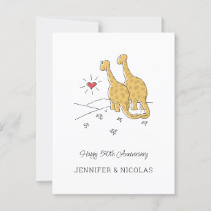 Glückliche 50. Hochzeitstag Niedliche Dinosaurier- Postkarte