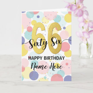 Glückliche 66. Geburtstag Pastel Rainbow Gold Frau Karte