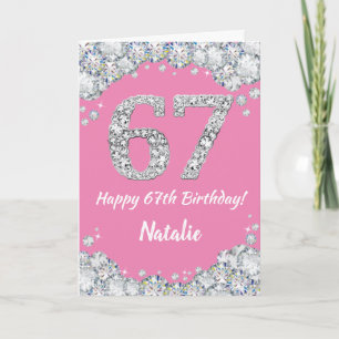 Glückliche 67. Geburtstagskarte Pink und Silver Gl Karte