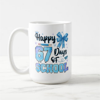 Glückliche 67 Schultage Lehrer Schüler Kaffeetasse
