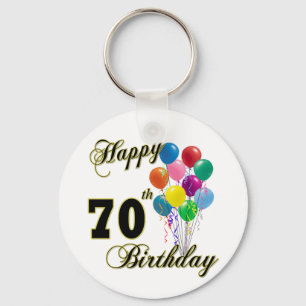 Glückliche 70. Geburtstags-Geschenke und Schlüsselanhänger