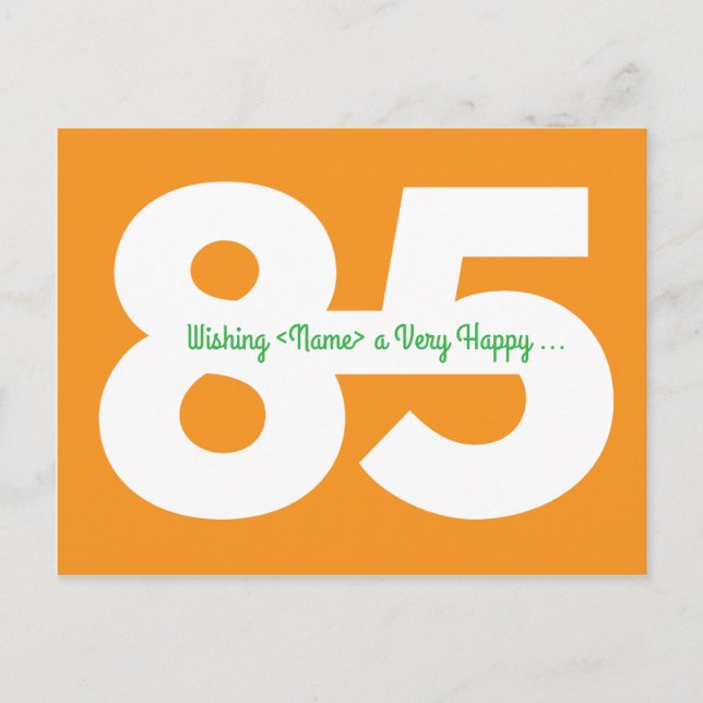 Glückliche 85. Geburtstagskarten - Orange und Gree Postkarte (Vorderseite)