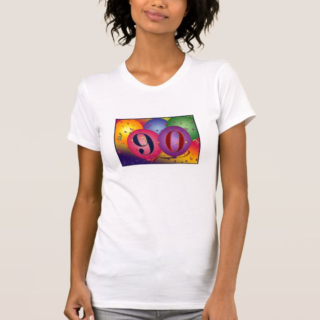 Glückliche 90. Geburtstagsballone T-Shirt (Vorderseite)