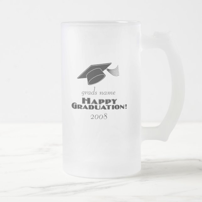 Glückliche Abschluss-Absolventen name-2008 Mattglas Bierglas (Rechts)
