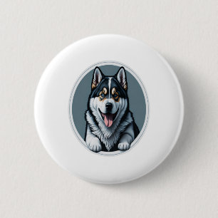 glückliche Alaskan Malamute Puppy Button