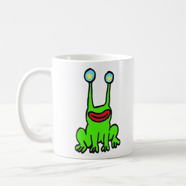 Glückliche alien-Frosch-Kaffee-Tasse Tasse (Links)