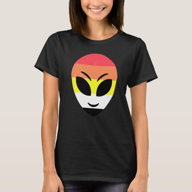 Glückliche Alien-Lithromantische Pride-Flagge T-Shirt (Vorderseite)