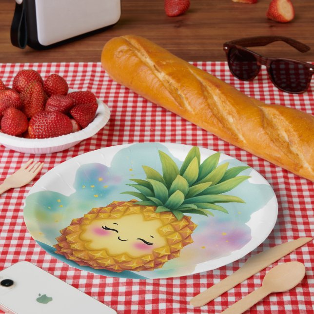 Glückliche Ananas-Papierteller Pappteller (Picknick)