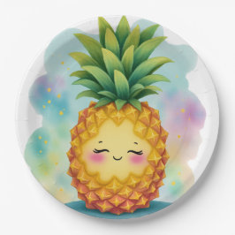 Glückliche Ananas-Papierteller Pappteller