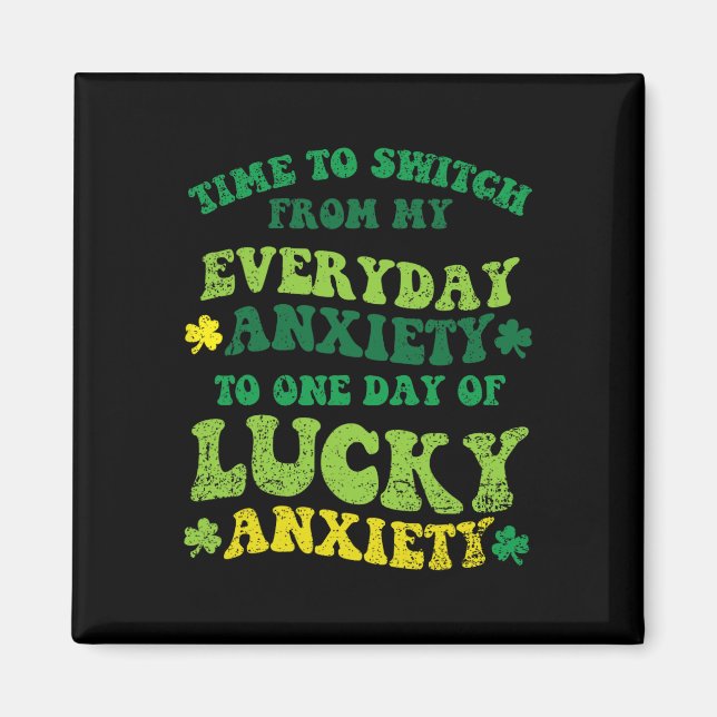 Glückliche Angst St. Patricks Day Lustiger Shamroc Magnet (Vorne)