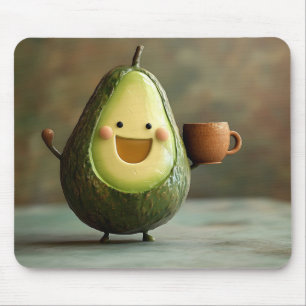 Glückliche Avocado, die eine Tasse Tee genießt Mousepad