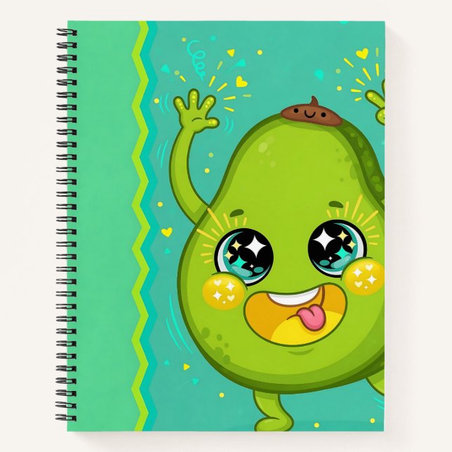 Glückliche Avocado Notizbuch (Vorderseite)