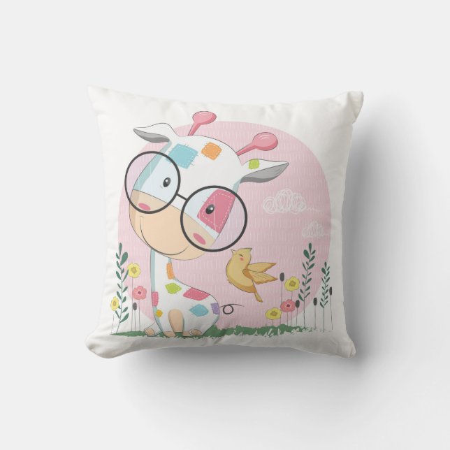 Glückliche Baby-Giraffe Kissen (Vorderseite)