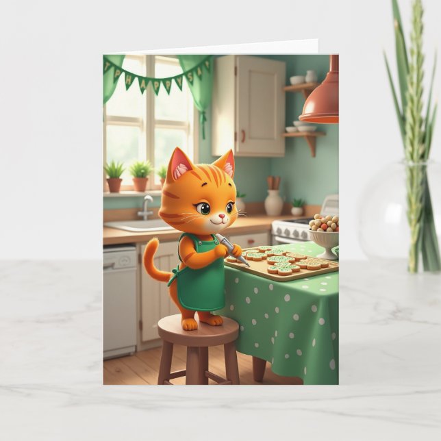 Glückliche Backkatze Karte (Vorderseite)