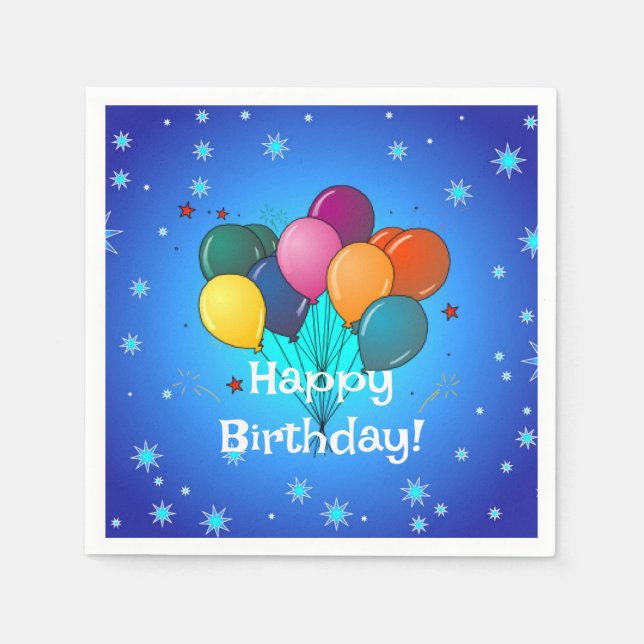 Glückliche Ballons zum Geburtstag Serviette (Vorderseite)
