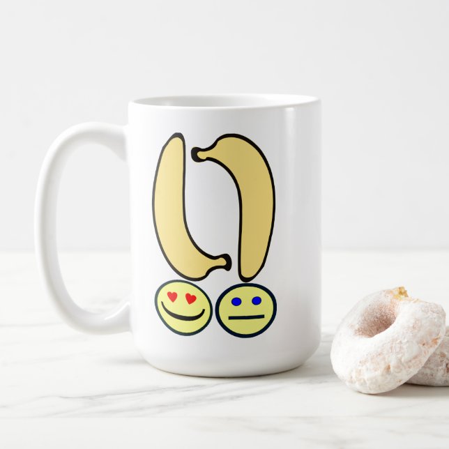 Glückliche Banane vs. Verärgerte Banane  Kaffeetasse (Mit Donut)