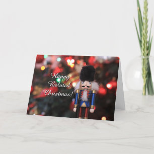 Glückliche Belated Christmas Nutcracker Grußkarte Feiertagskarte