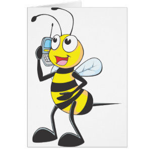 Glückliche Biene am Telefon