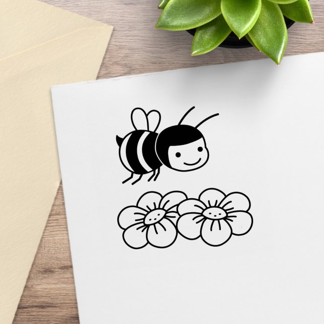 Glückliche Biene und Blume Gummistempel (Von Creator hochgeladen)