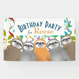 Glückliche Birthday-Party-Slots mit gewirbelten S Banner