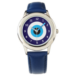Glückliche blaue Böser Blick Symbol Kinderuhr Armbanduhr