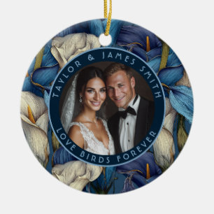 Glückliche Blaue Calla-Lilien Inspirierte Florale Keramik Ornament