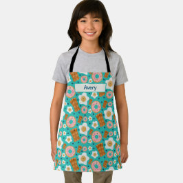 Glückliche Blaue Eier Speck Donuts Pastell Schürze