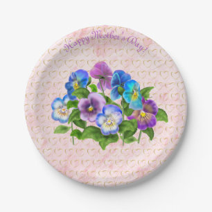 Glückliche Blume Muttertag Pansy Violet Wasserfar Pappteller
