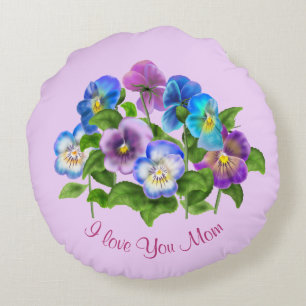 Glückliche Blume Muttertag Pansy Violet Wasserfar Rundes Kissen