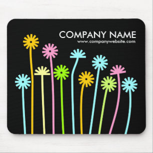 Glückliche Blume (schwarz) Werbung Mousepad