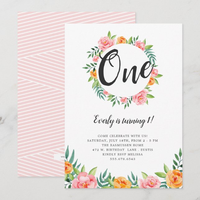 Glückliche Blume zum Geburtstag Einladung (Vorne/Hinten)