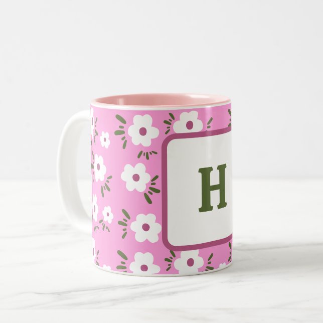 Glückliche Blume Zweifarbige Tasse (Vorderseite Links)