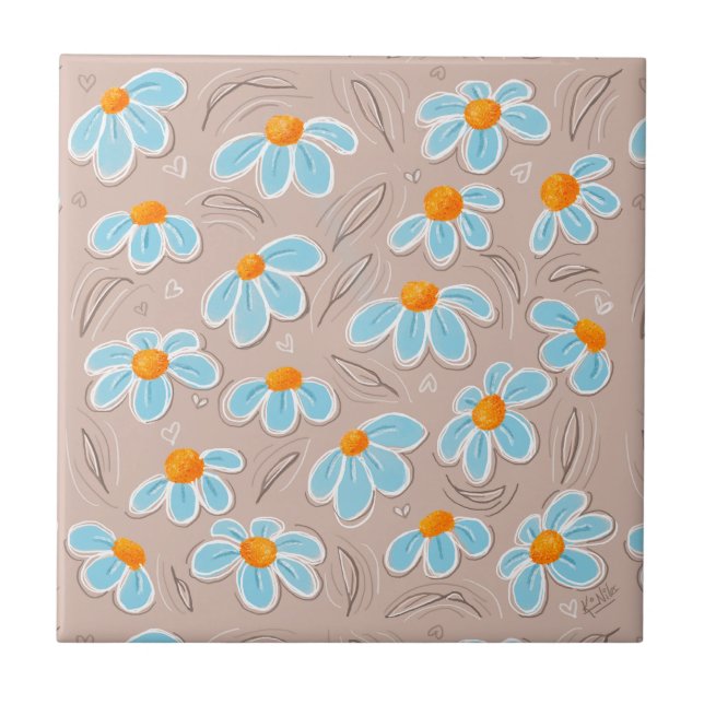 Glückliche Blumen Keramikfliese (Vorderseite)