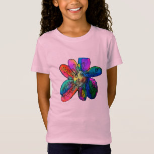 Glückliche Blumen-Regenbogen-Blumen-Kinderkunst T-Shirt
