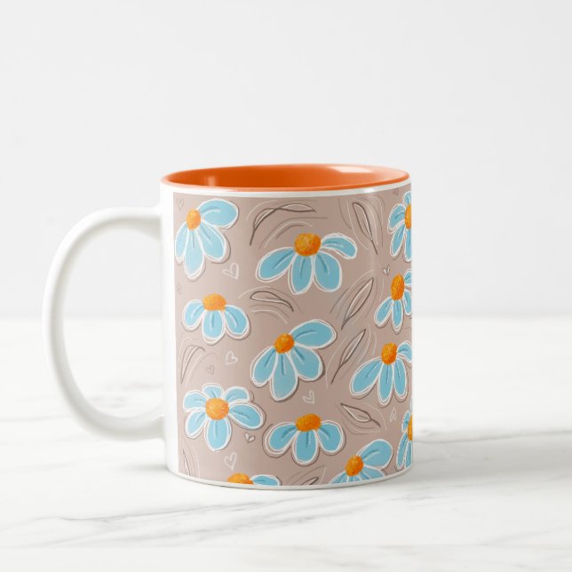Glückliche Blumen Zweifarbige Tasse (Links)