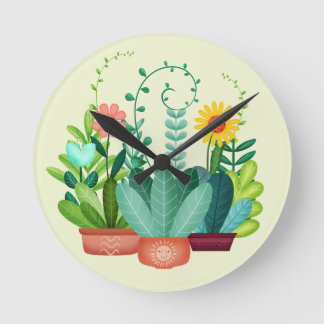 Glückliche Blüten Runde Wanduhr