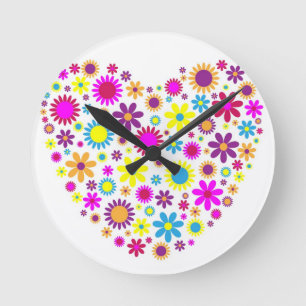 Glückliche Blüten Runde Wanduhr