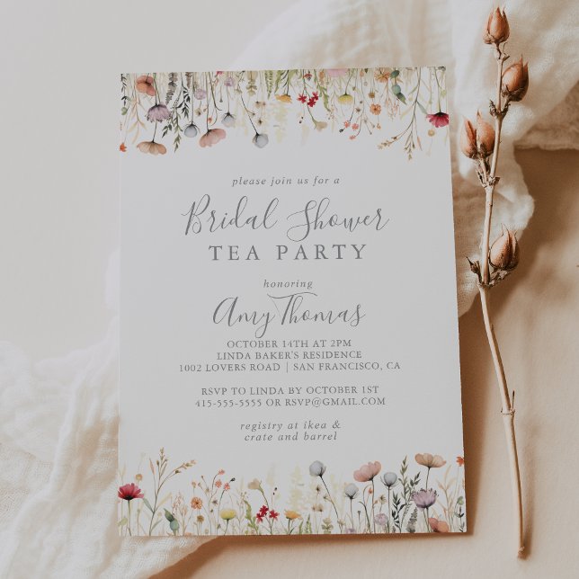 Glückliche Boho-Wildblumen-Brautabschied-Teeparty Einladung (Von Creator hochgeladen)
