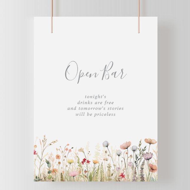 Glückliche Boho-Wildblumen-Hochzeits-Open-Bar Poster (Von Creator hochgeladen)