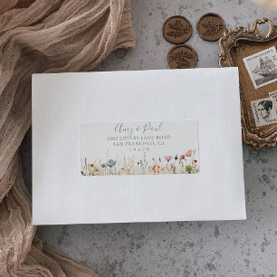 Glückliche Boho-Wildblumen-Hochzeits-RSVP-Adresse Adressaufkleber