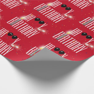 Glückliche Bollons zum Geburtstag und Confetti zum Geschenkpapier