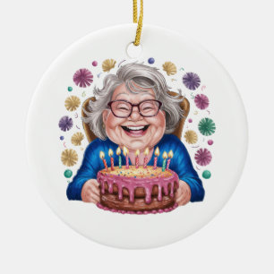 Glückliche Brille Oma Geburtstagsgrafik Keramik Ornament
