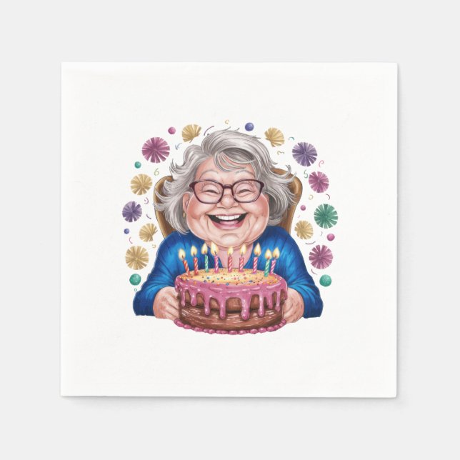 Glückliche Brille Oma Geburtstagsgrafik Serviette (Vorderseite)