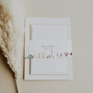 Glückliche Bunte Boho Wildblumen-Hochzeit Einladungsbanderole
