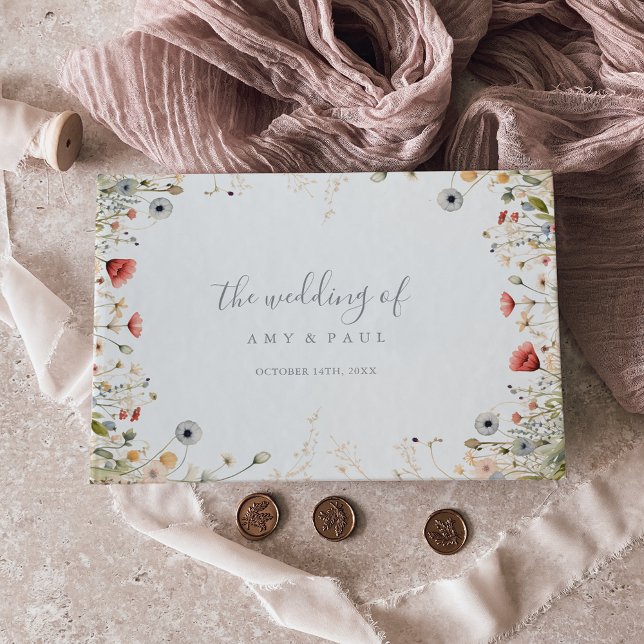 Glückliche Bunte Boho Wildblumen-Hochzeit Gästebuch (Von Creator hochgeladen)