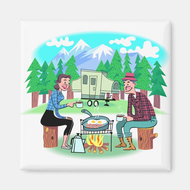 Glückliche Camper Magnet (Vorne)